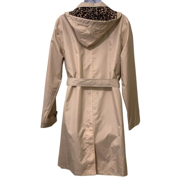 Capelli New York Womens Trench Coat Size M Leopard Print Lined Removable Hood - Picture 4 of 10